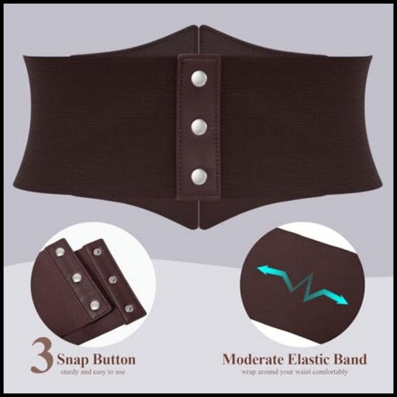 Wide Elastic Corset Belt with Gold Buckle Stretchy Waspie Waist Belt main image 4